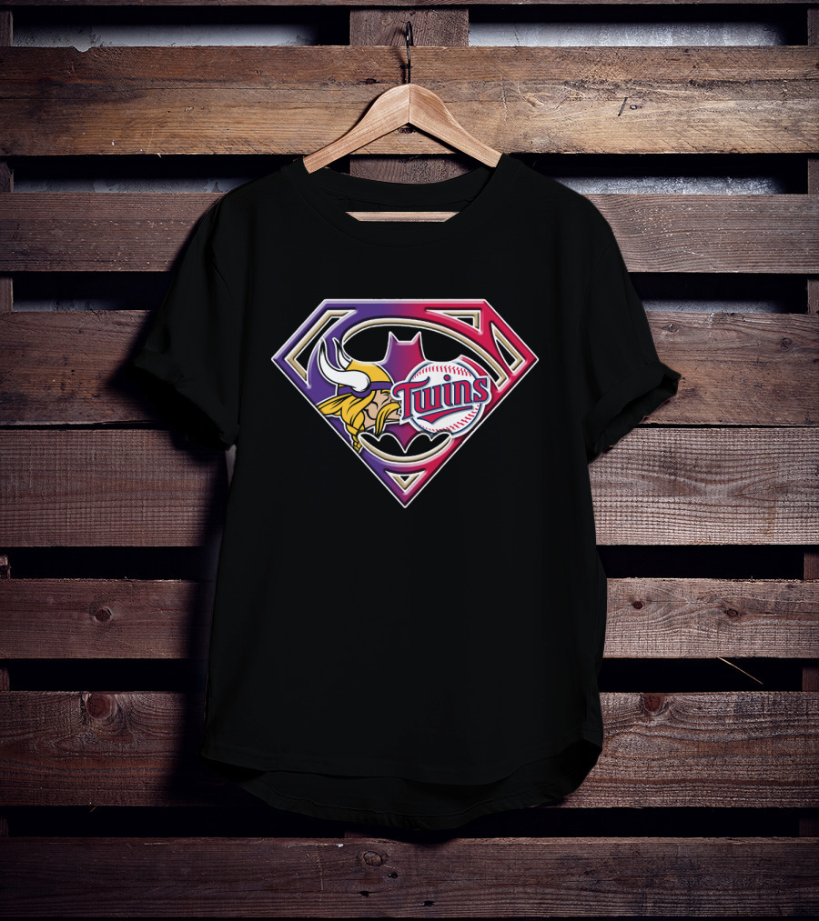 Superman Vikings Twins Baseball Football Fusion T-Shirt