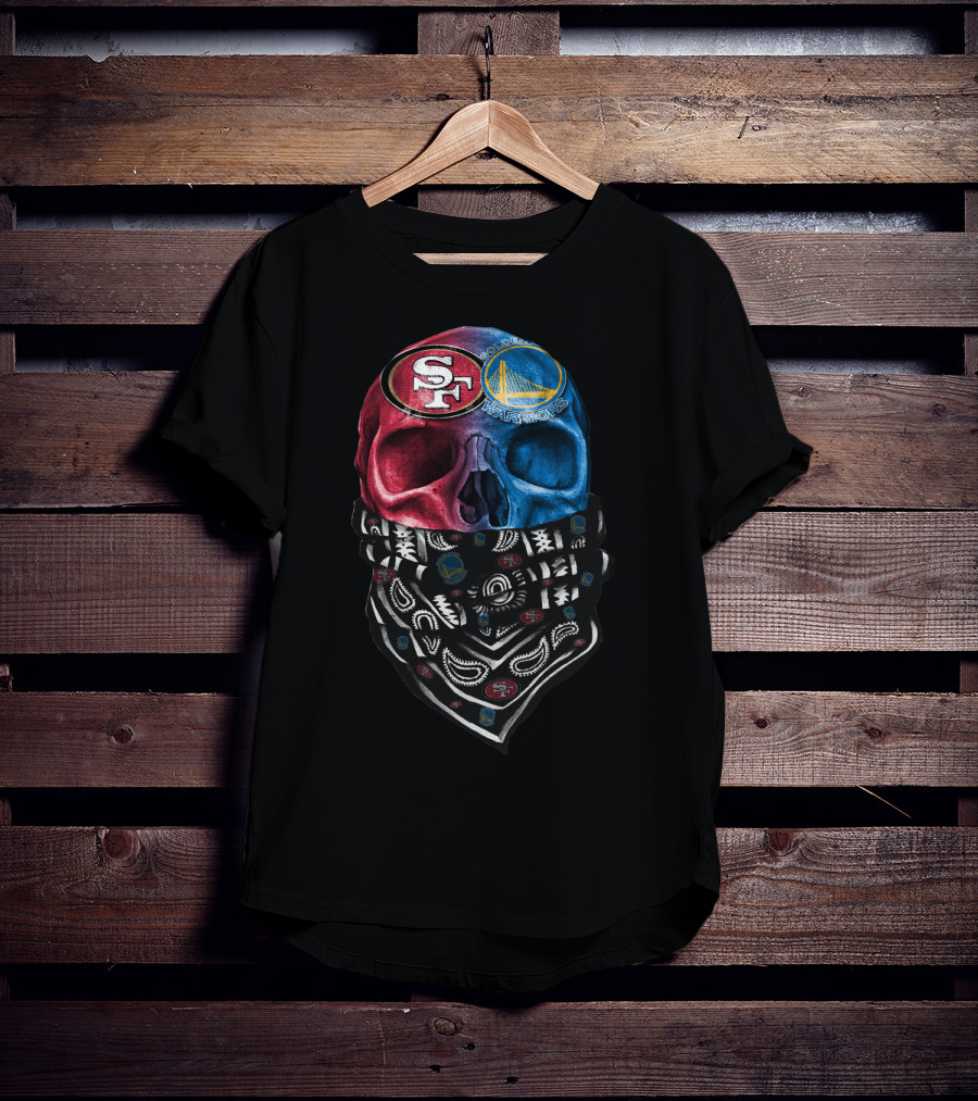 San Francisco 49ers Golden State Warriors Skull Bandana T-Shirt
