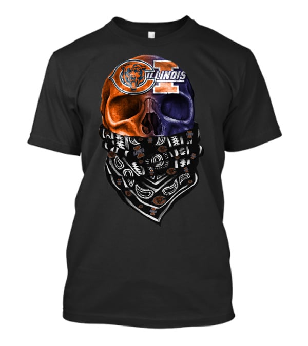 Chicago Bears Illinois Skull Bandana T-Shirt