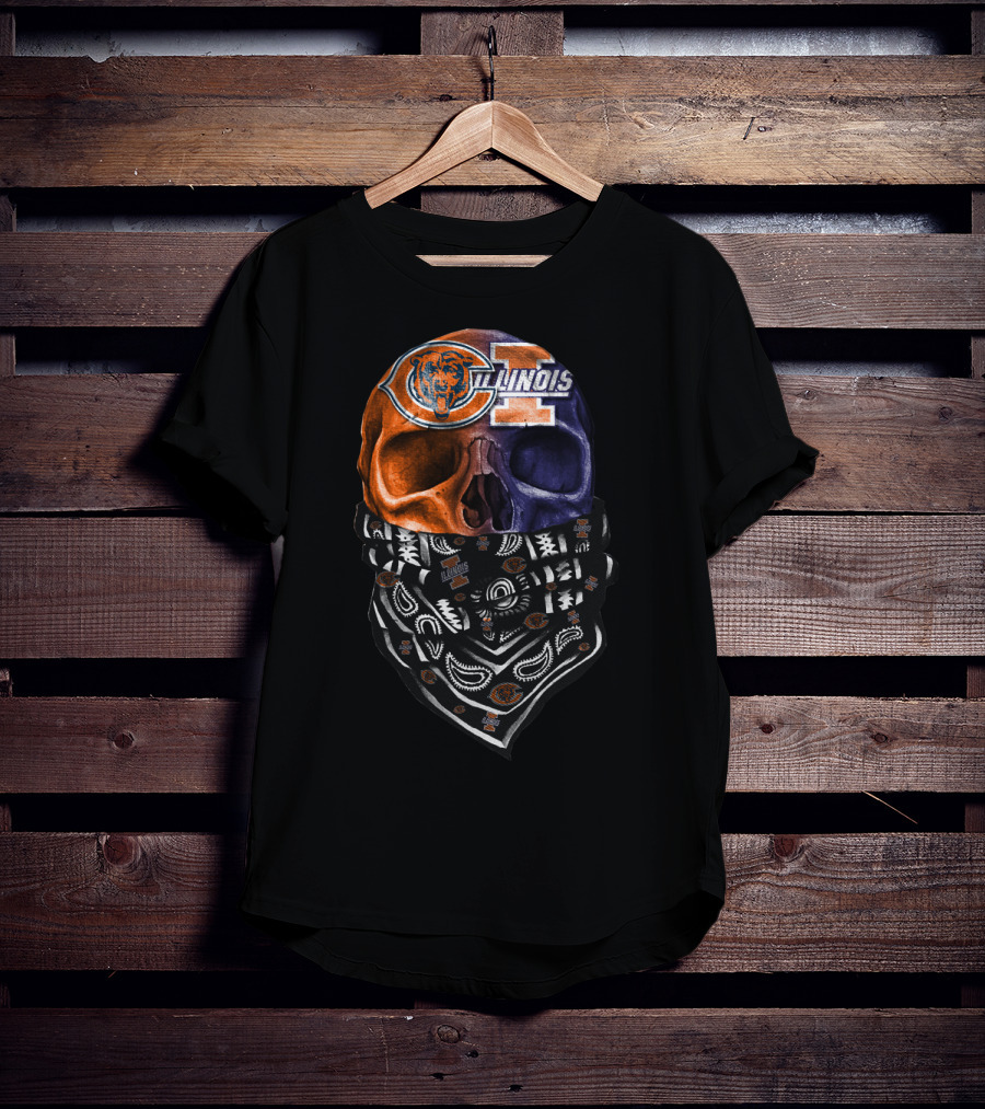 Chicago Bears Illinois Skull Bandana T-Shirt
