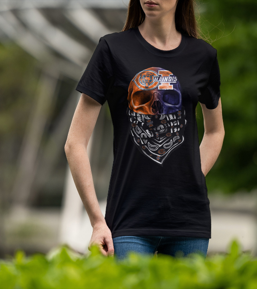 Chicago Bears Illinois Skull Bandana T-Shirt