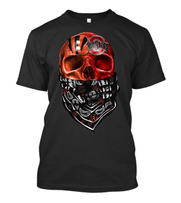 Bengals Ohio State Skull Bandana T-Shirt