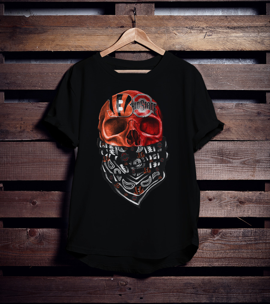 Bengals Ohio State Skull Bandana T-Shirt