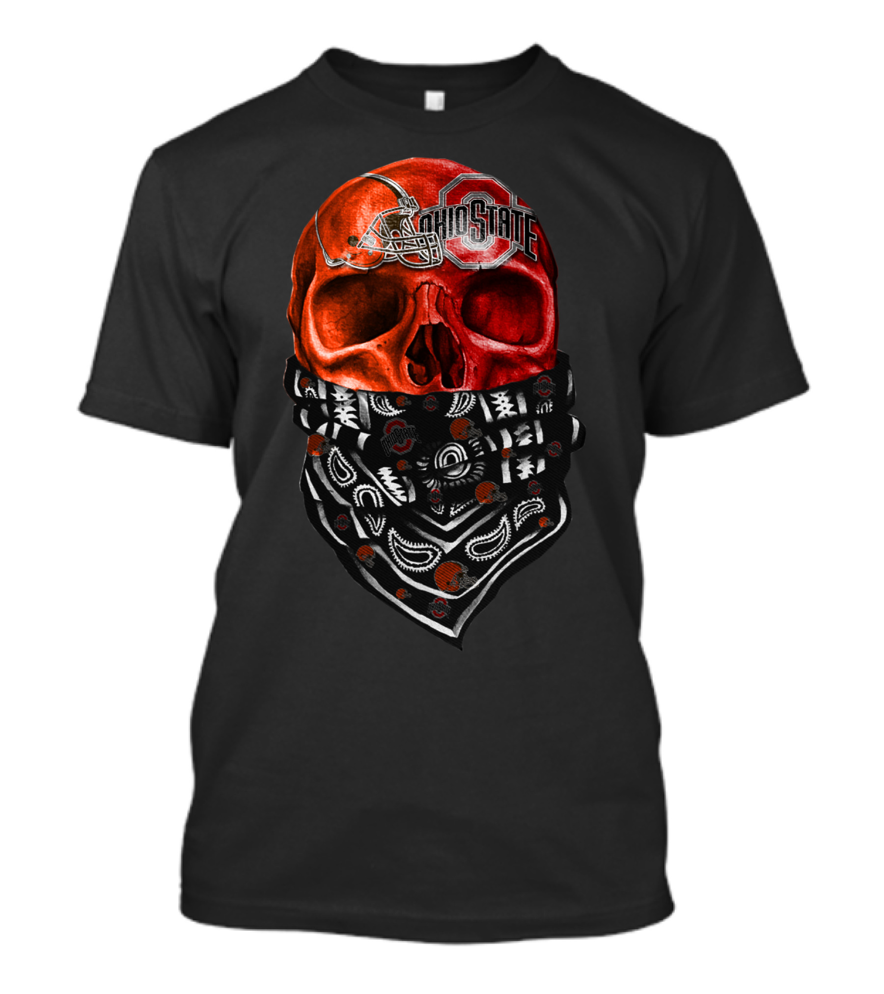 Ohio State Skull Bandana Football Helmet T-Shirt