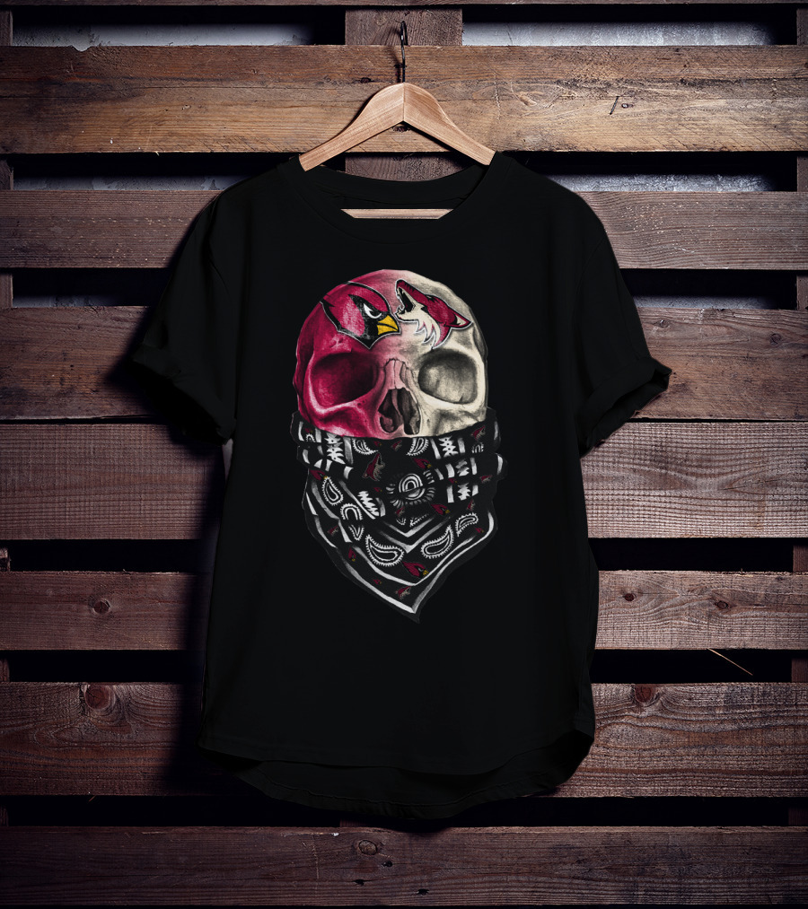 Arizona Cardinals Chicago Blackhawks Skull Bandana T-Shirt