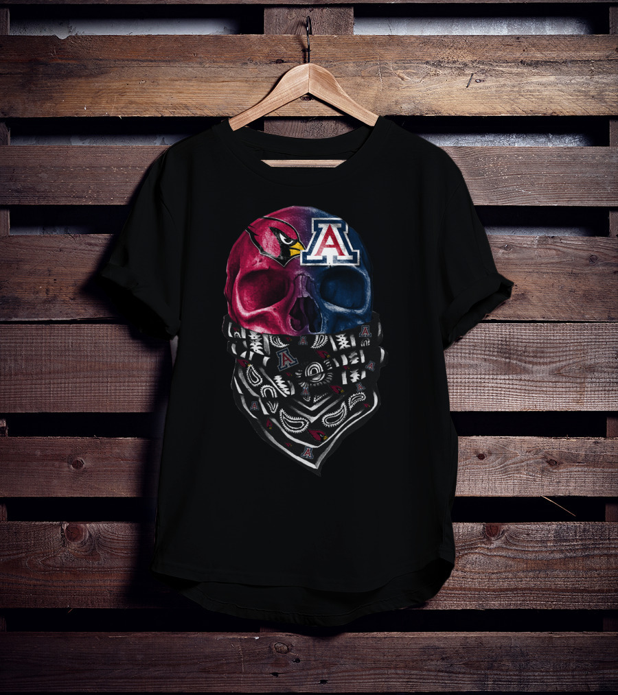 Arizona Cardinals Wildcats Skull Bandana T-Shirt