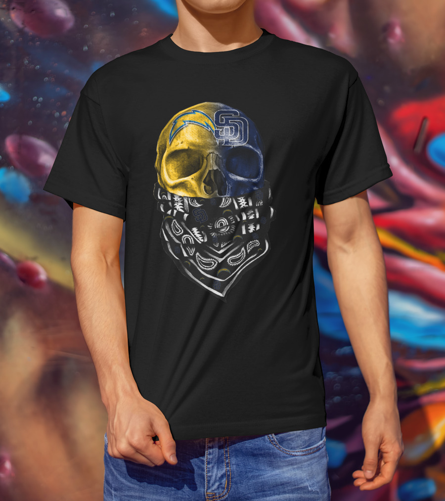Chargers Padres Skull Bandana T-Shirt