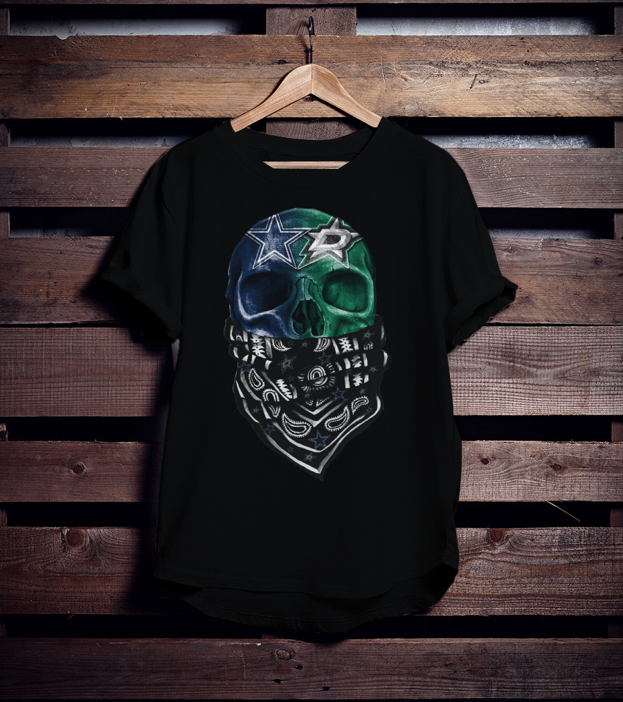 Dallas Stars Skull Bandana Design Sku 045 T-Shirt
