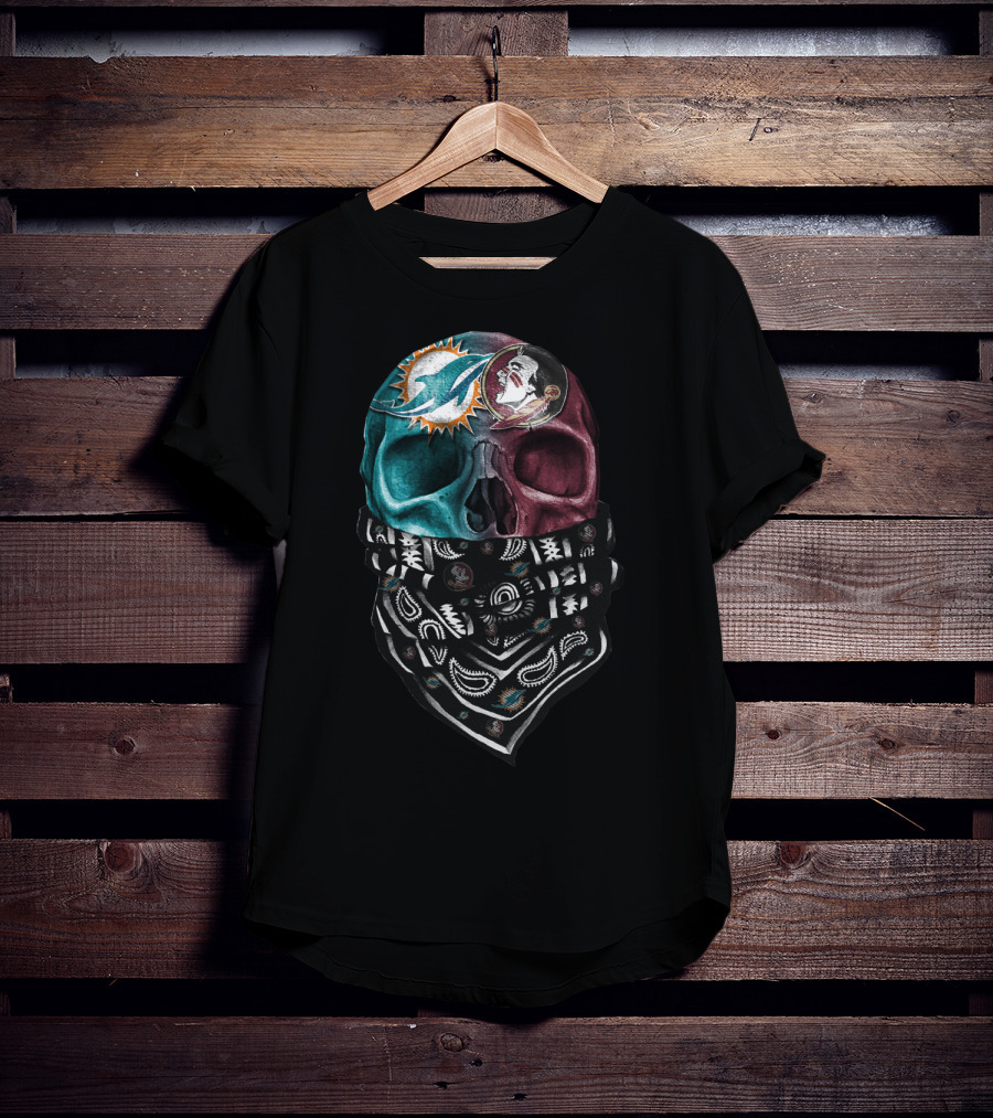 Miami Dolphins Washington Football Team Skull Bandana T-Shirt