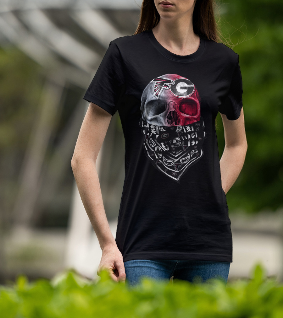 Falcons Georgia Bulldogs Skull Bandana T-Shirt