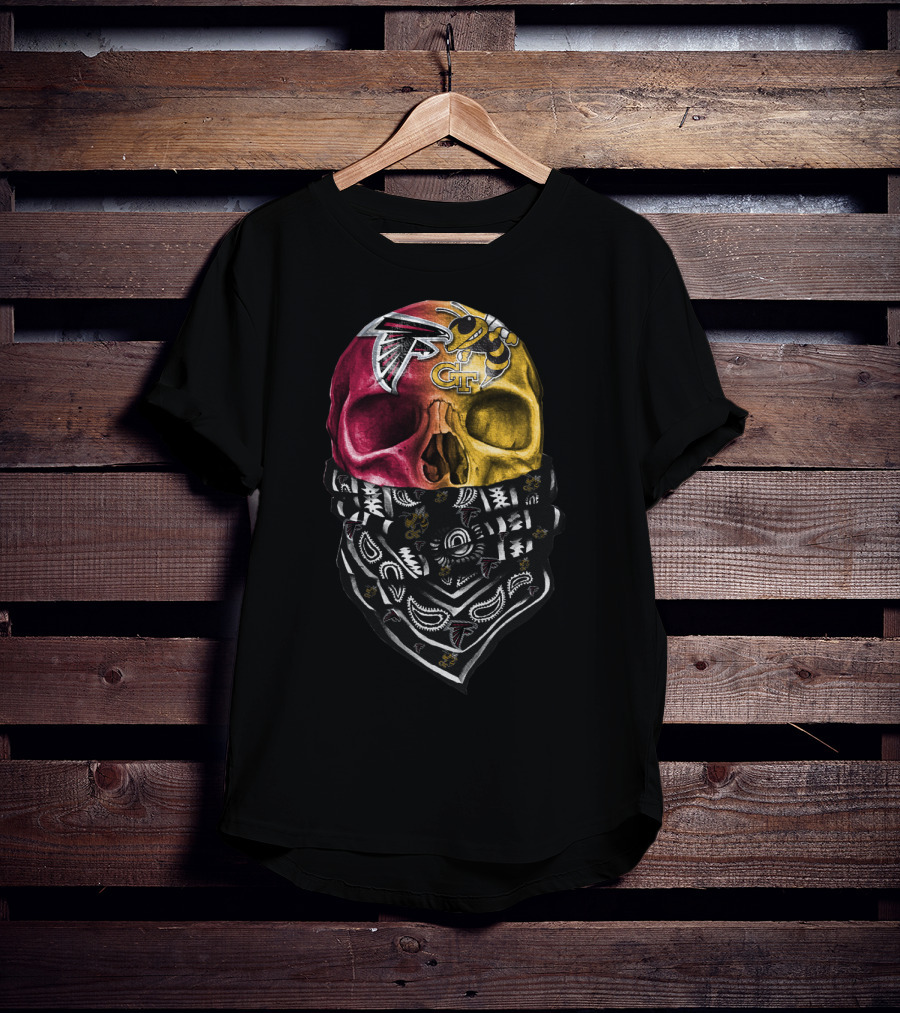 Atlanta Falcons Georgia Tech Yellow Jackets Skull Bandana T-Shirt