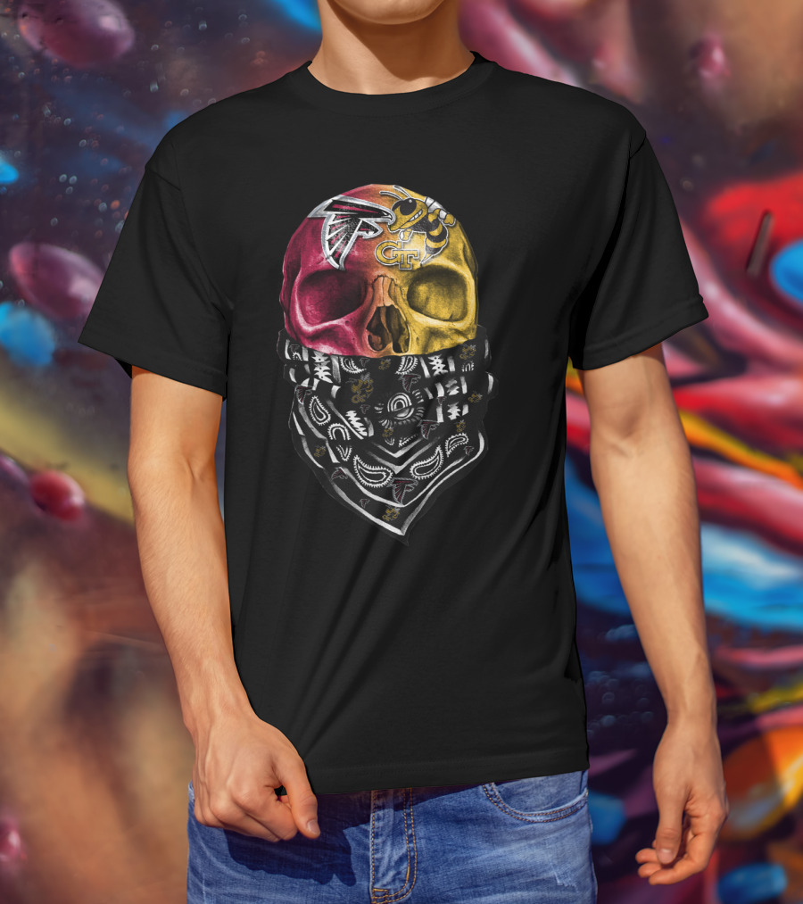Atlanta Falcons Georgia Tech Yellow Jackets Skull Bandana T-Shirt
