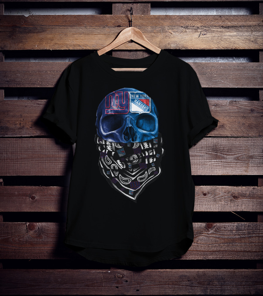 New York Giants Rangers Skull Bandana T-Shirt
