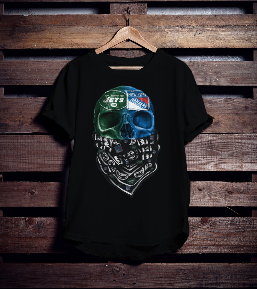 New York Jets Rangers Skull Bandana Sku 070 T-Shirt