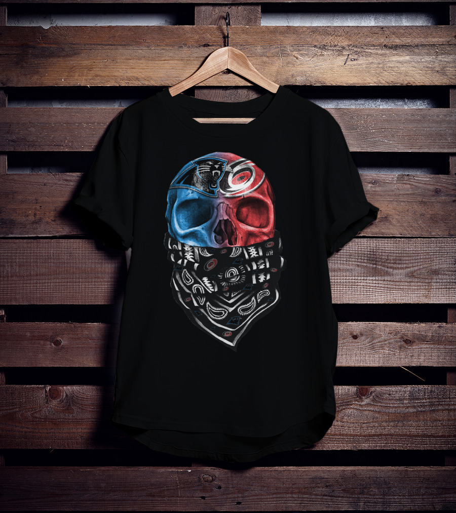 Carolina Panthers Skull Bandana Split T-Shirt