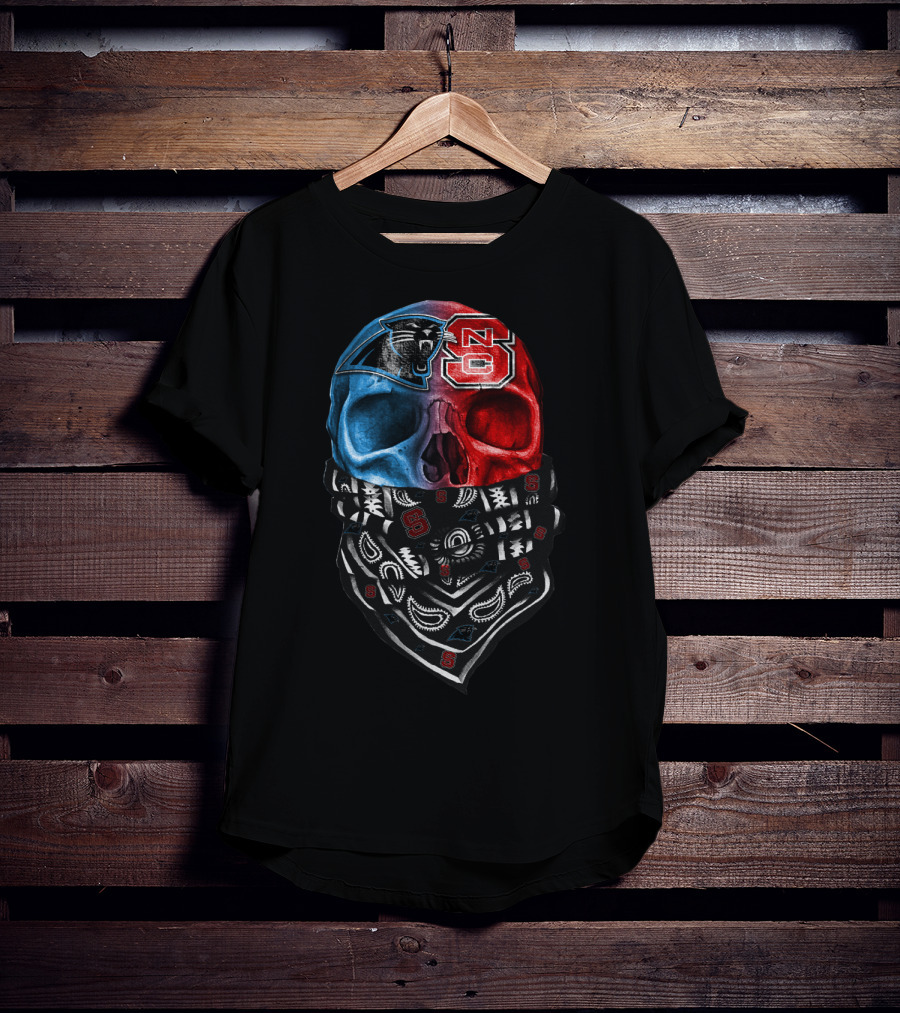 Carolina Panthers Nc State Wolfpack Skull Bandana T-Shirt