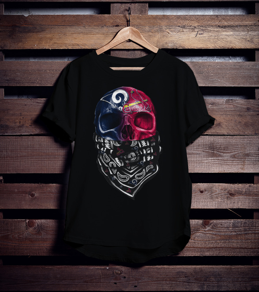 Rams Cardinals Skull Bandana T-Shirt
