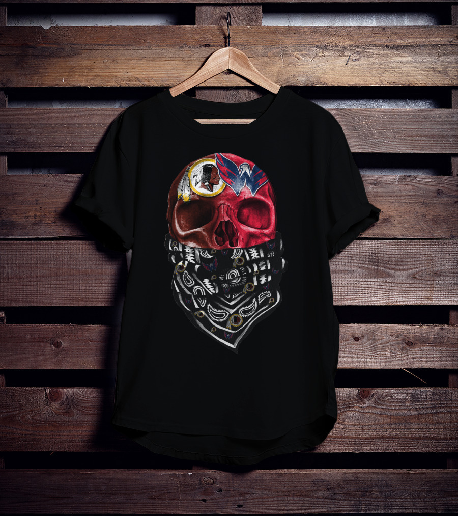 Washington Redskins And Wizards Skull Bandana T-Shirt