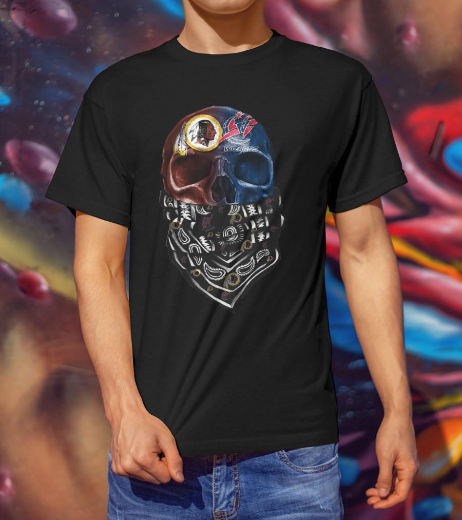 Washington Redskins Wizards Skull Bandana Sku T-Shirt