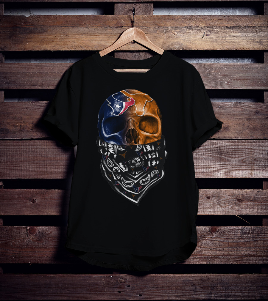 Texas Football Skull With Bandana T-Shirt