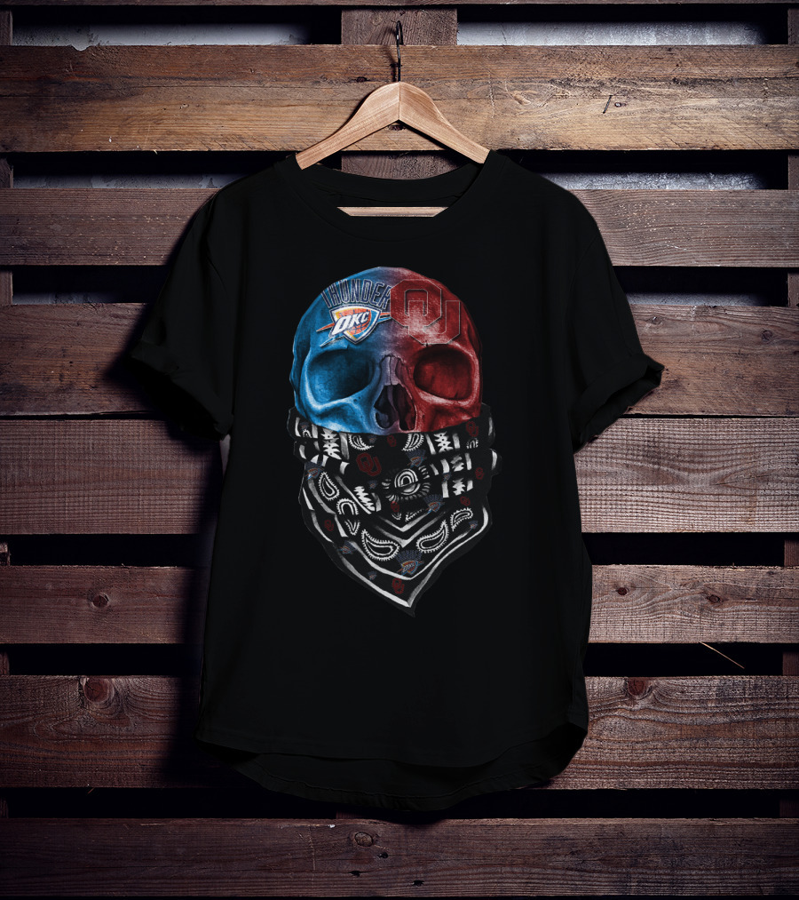 Thunder Okc Ou Skulls Bandana T-Shirt