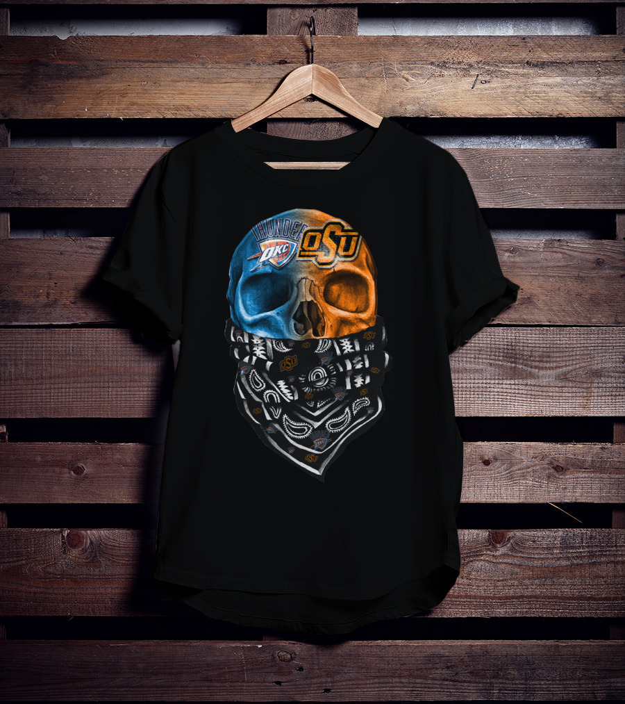 Okc Thunder Osu Skull Bandana T-Shirt
