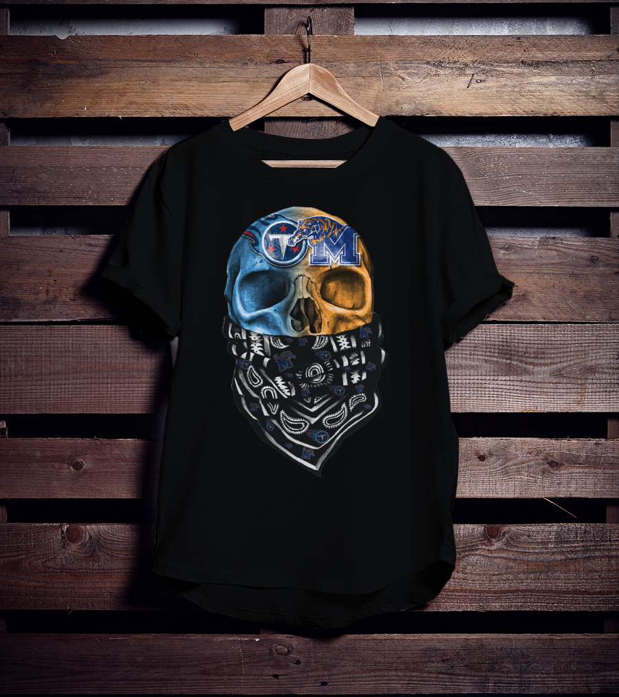 Tennessee Skull Bandana Memphis Tigers Titans T-Shirt