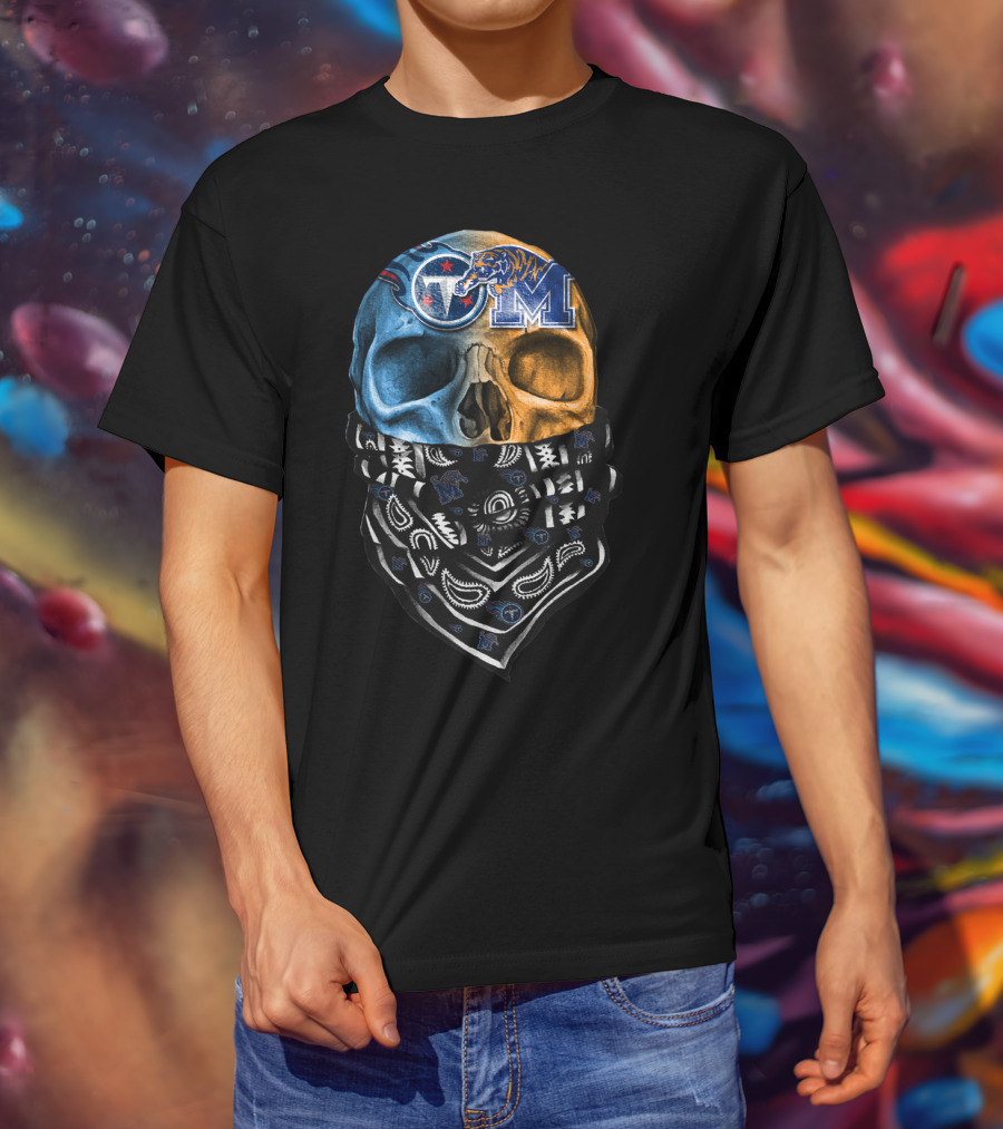 Tennessee Skull Bandana Memphis Tigers Titans T-Shirt