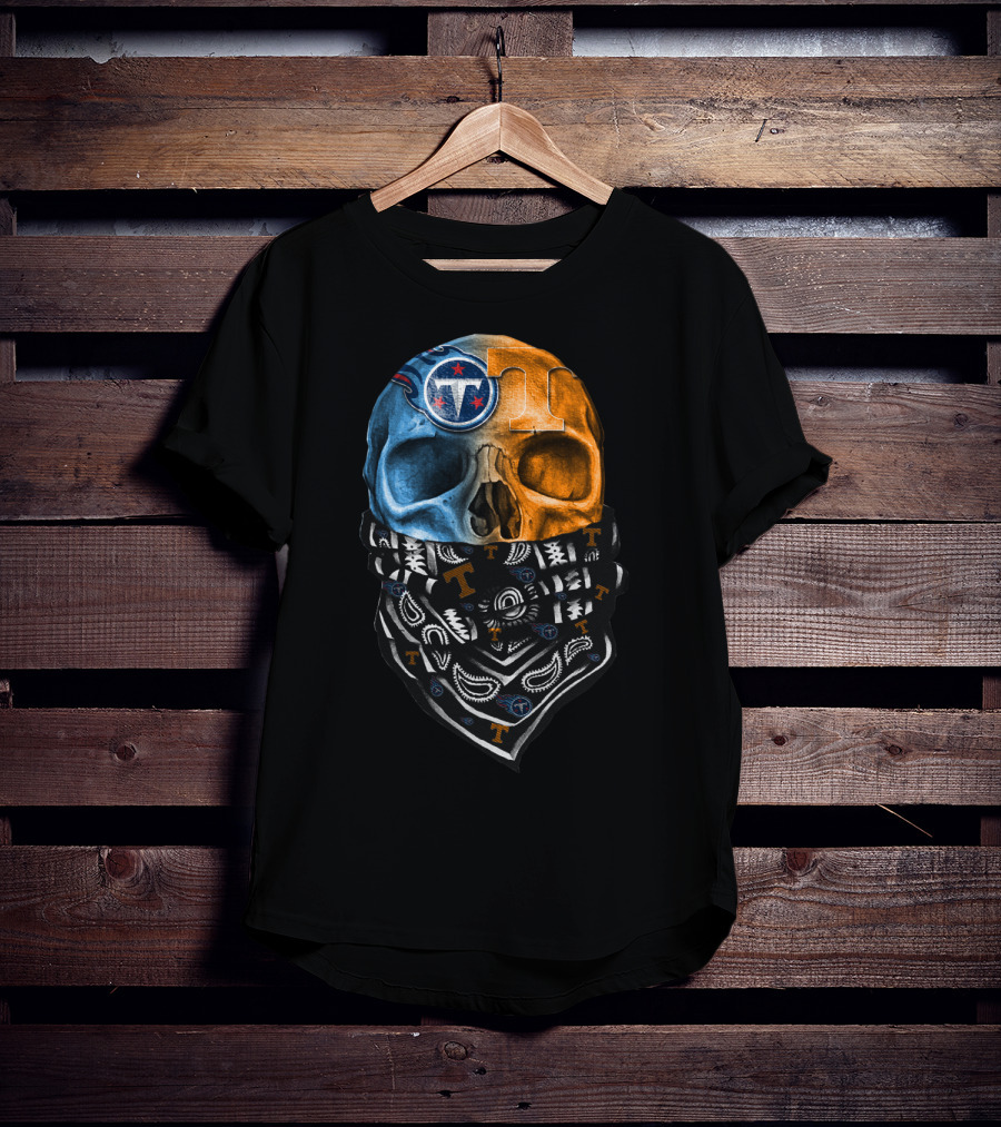 Tennessee Titans Volunteers Skull Crossbones Bandana T-Shirt