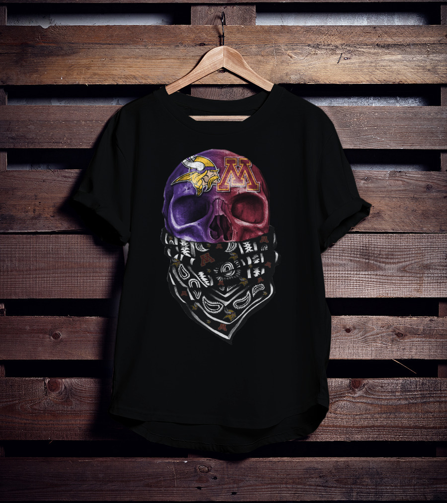 Vikings Gophers Skull Bandana T-Shirt