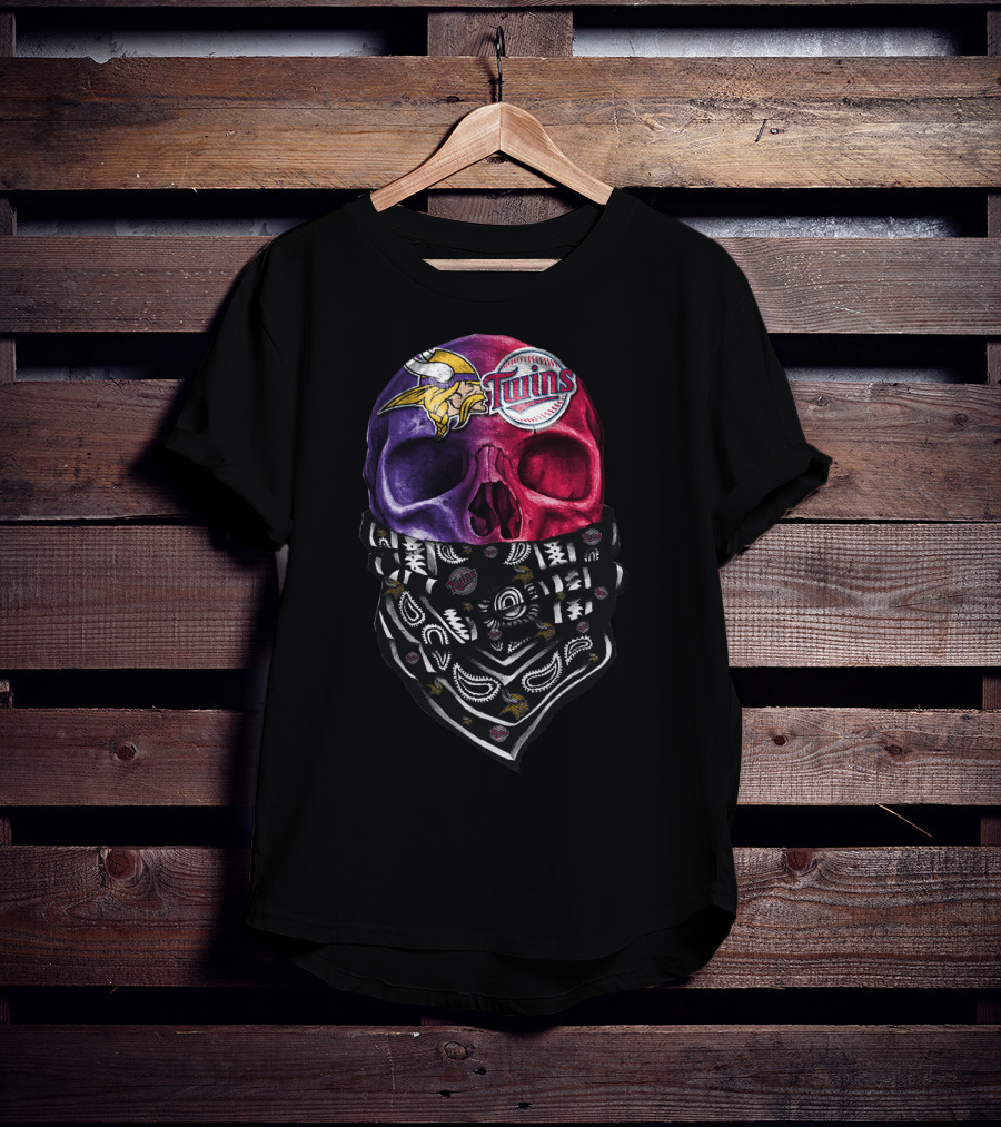 Vikings Twins Skull Bandana Sku 135 T-Shirt
