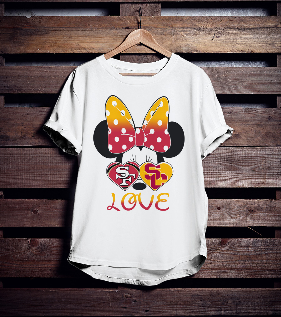 Sf Sc Love Minnie Mouse Bow And Hearts T-Shirt