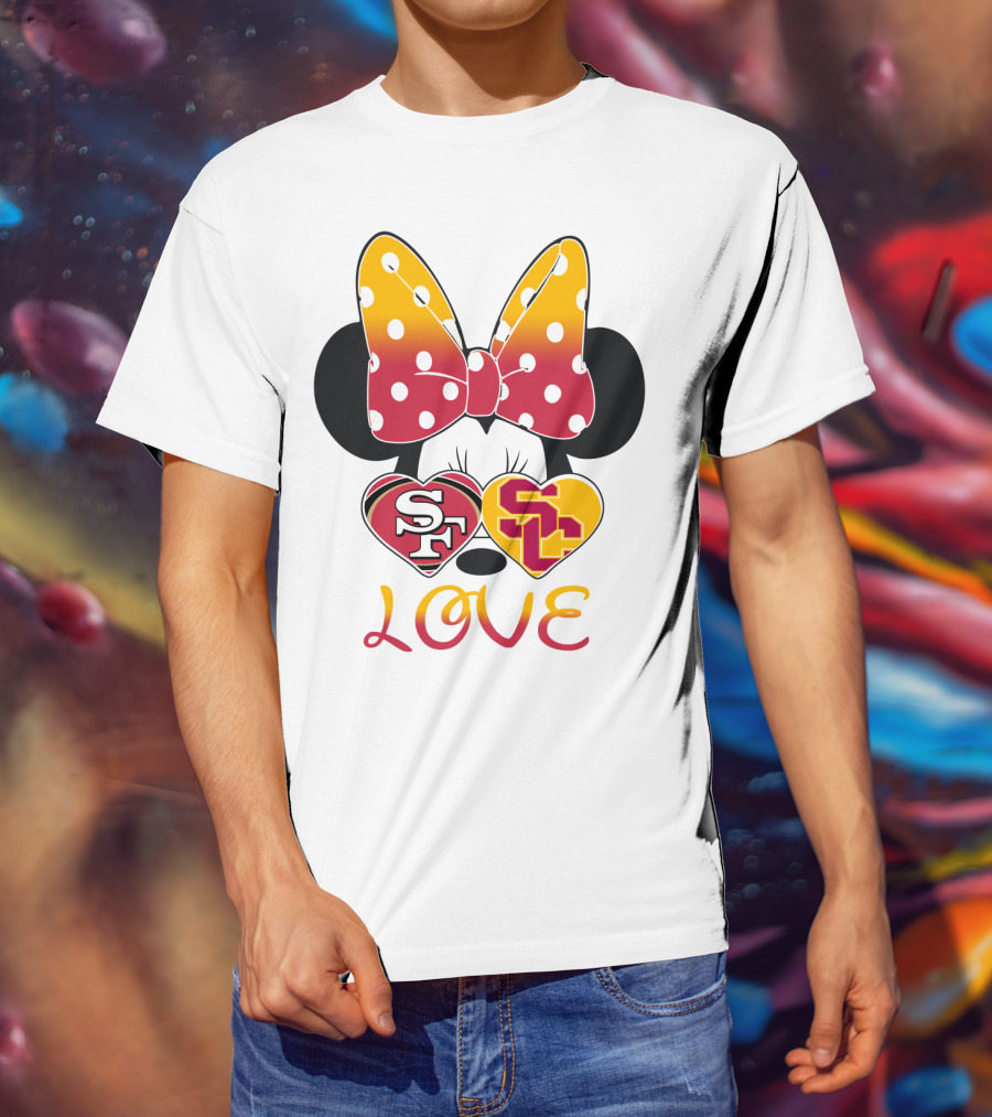Sf Sc Love Minnie Mouse Bow And Hearts T-Shirt