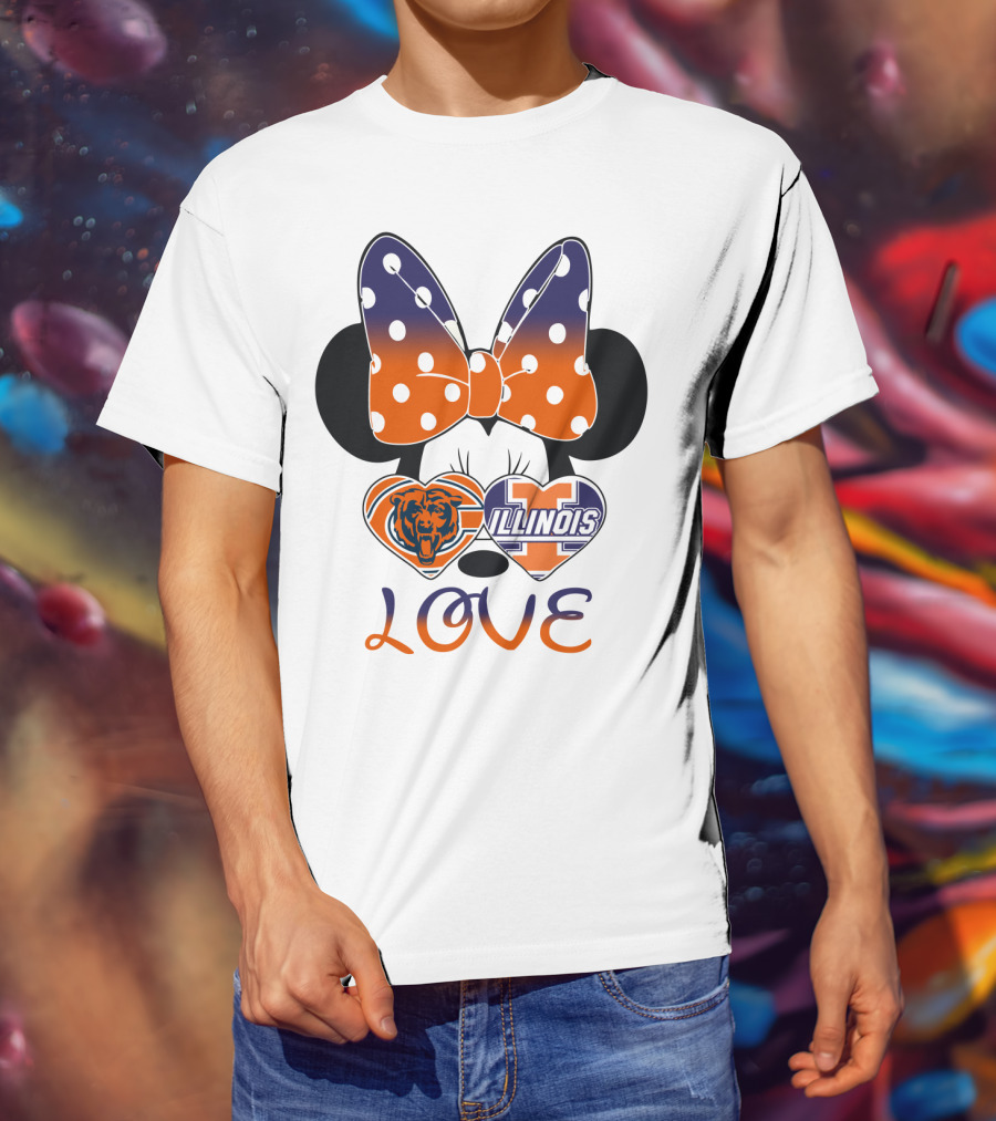 Minnie Bow Chicago Bears Illinois Fighting Illini Love T-Shirt