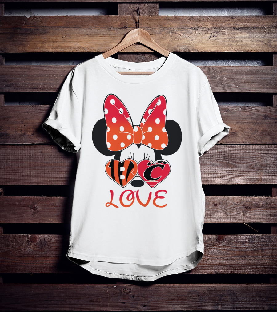 Love Minnie Polka Dot Bow C And B Stripes Hearts T-Shirt