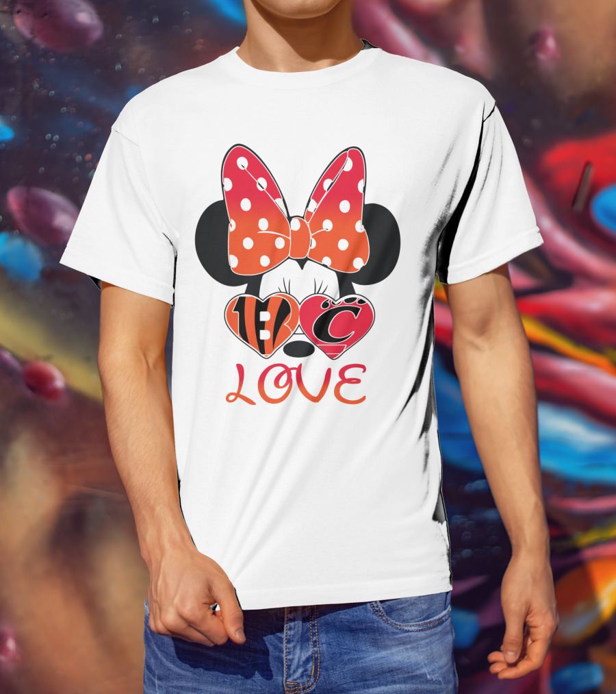 Love Minnie Polka Dot Bow C And B Stripes Hearts T-Shirt