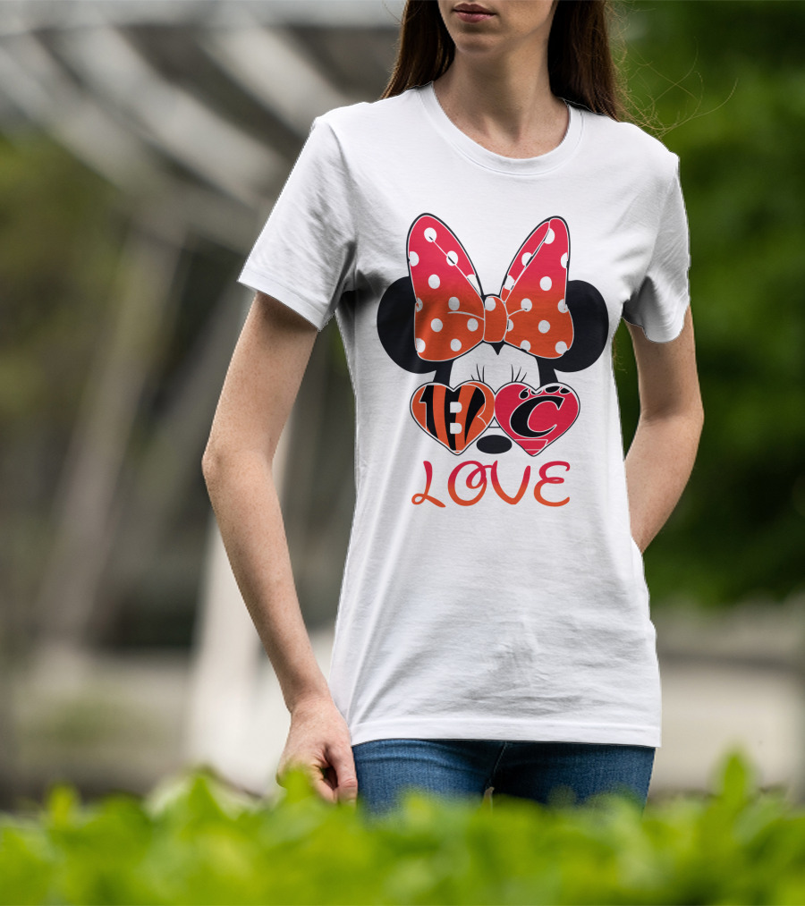 Love Minnie Polka Dot Bow C And B Stripes Hearts T-Shirt