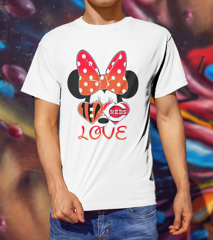 Minnie Love Bengals Reds Hearts T-Shirt