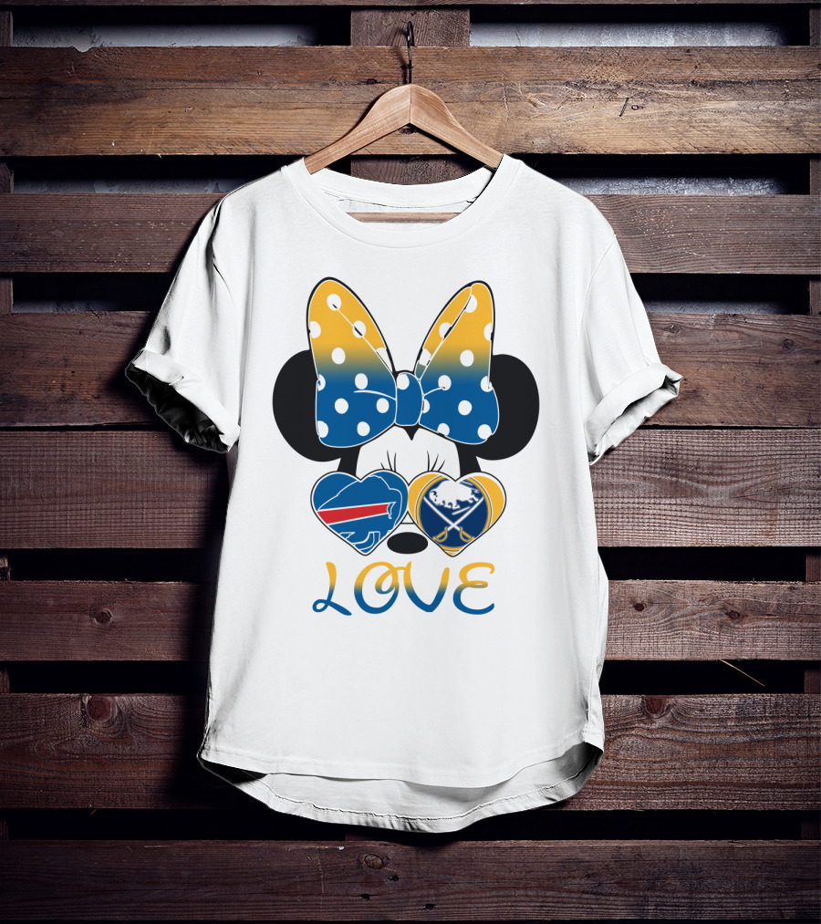 Love Mickey Bow Buffalo Sabres Bills Heart T-Shirt