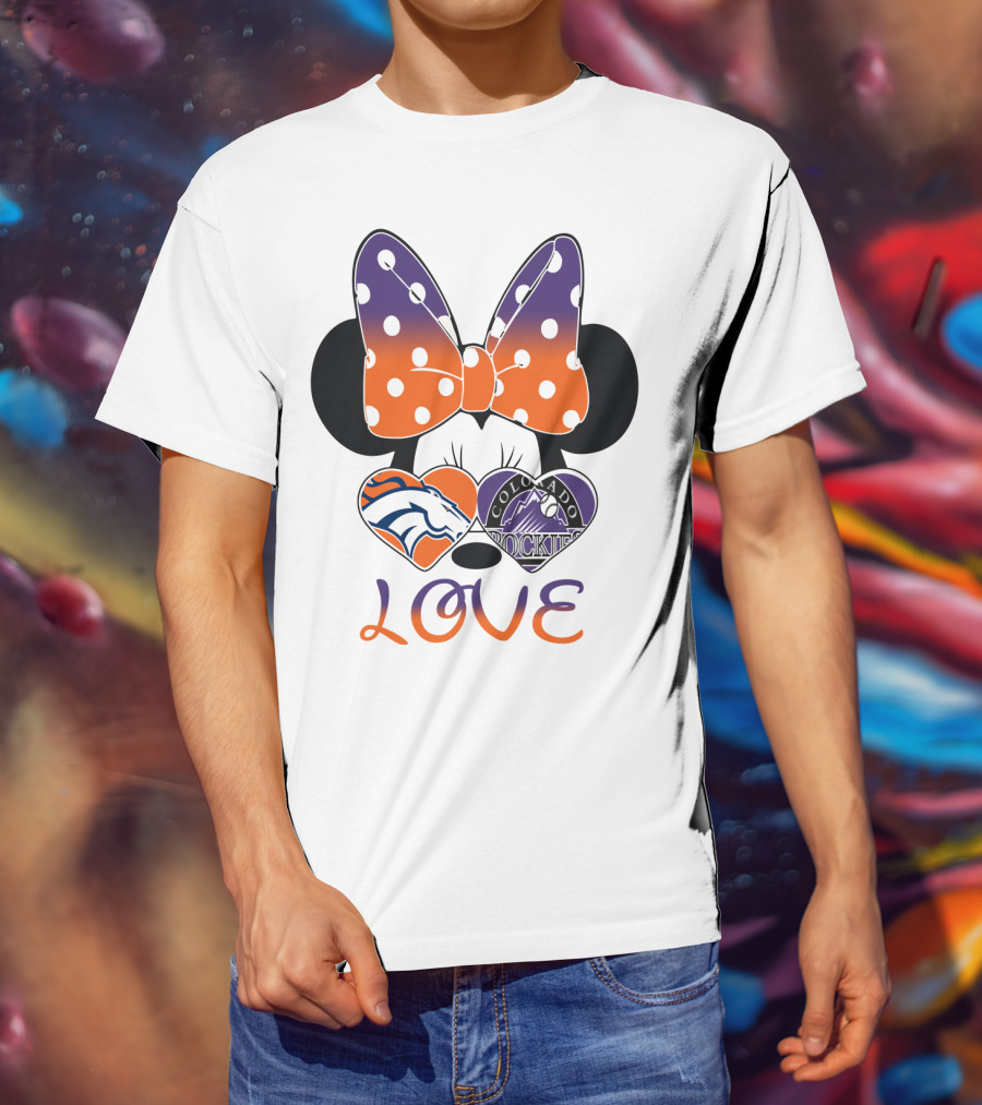 Minnie Mouse Colorado Rockies Denver Broncos Love T-Shirt