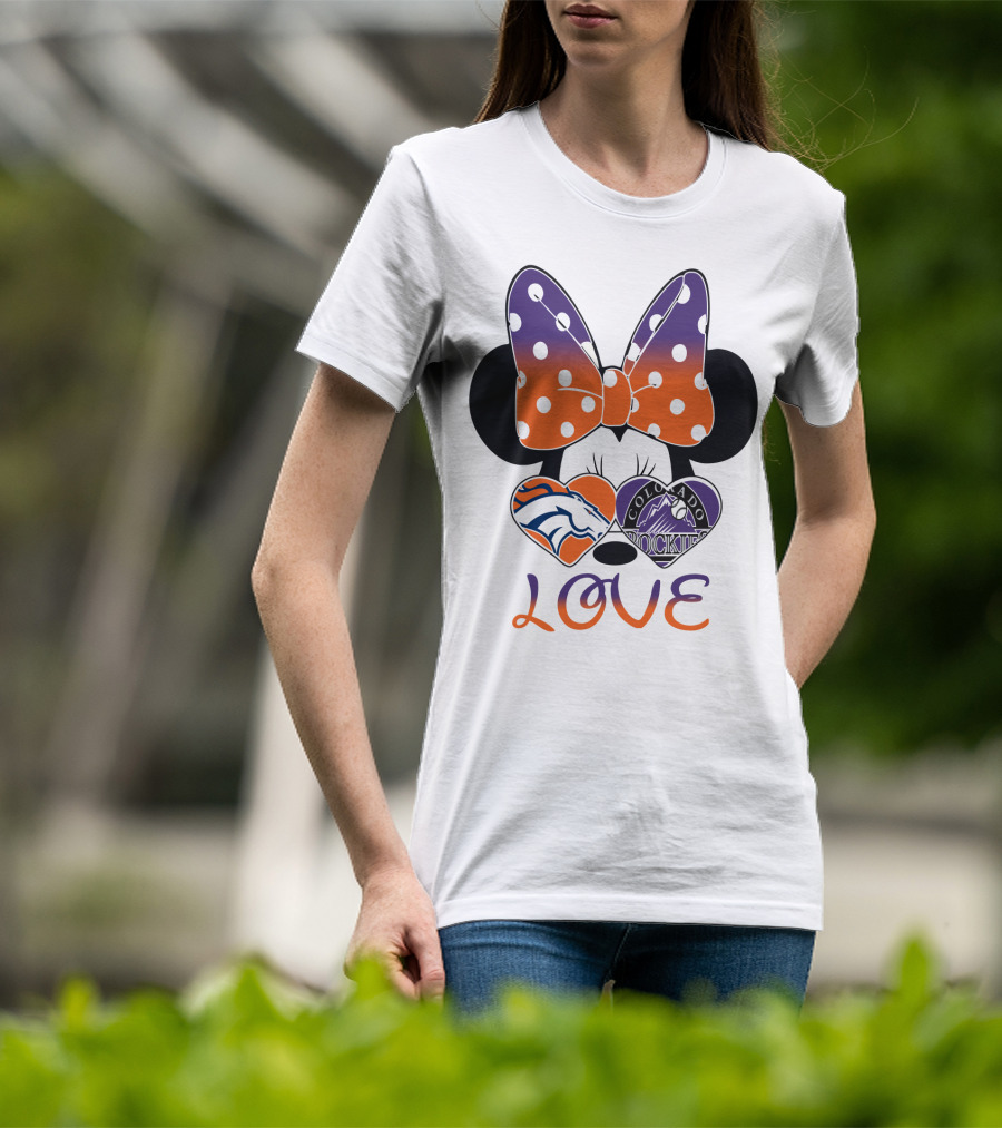 Minnie Mouse Colorado Rockies Denver Broncos Love T-Shirt