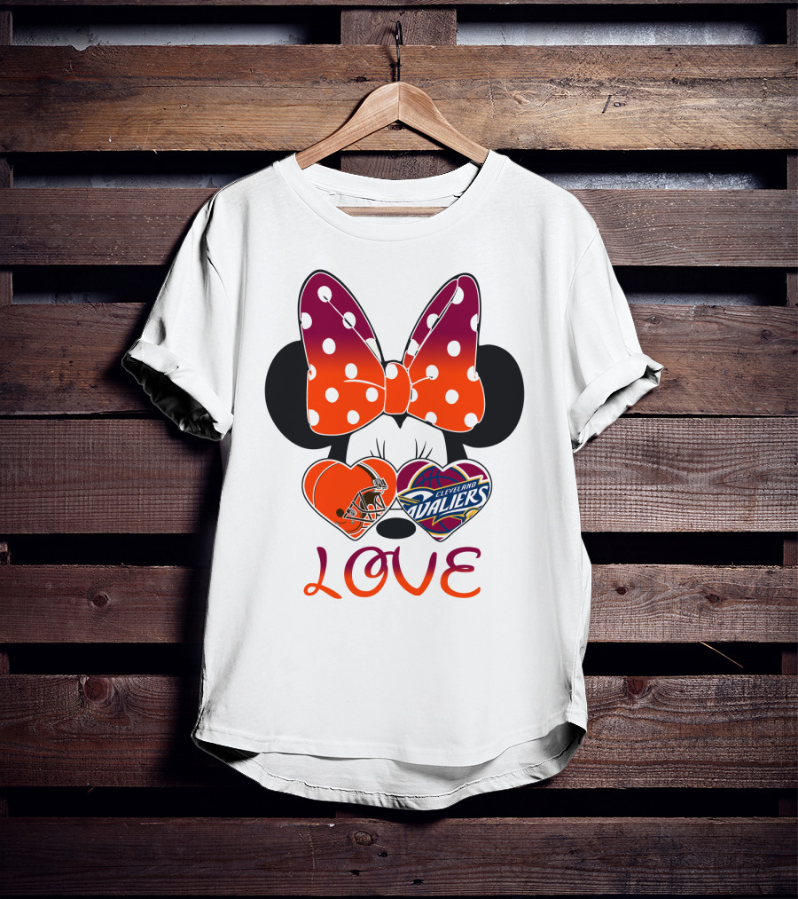 Love Cleveland Browns Cavaliers Minnie Bow T-Shirt