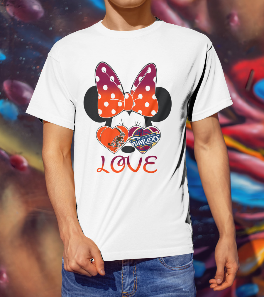 Love Cleveland Browns Cavaliers Minnie Bow T-Shirt
