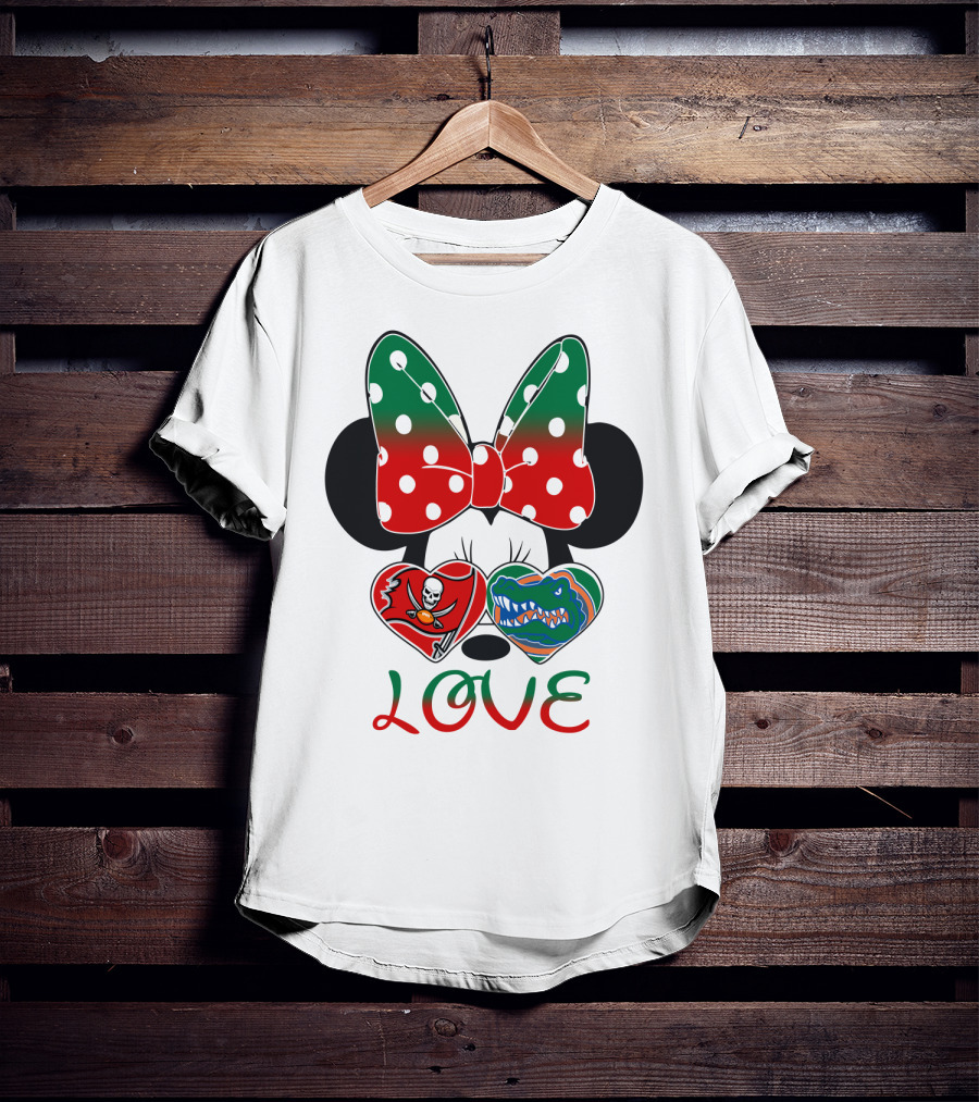 Minnie Love Tampa Bay Buccaneers Florida Gators Holiday Bow T-Shirt