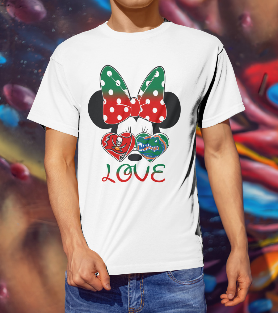 Minnie Love Tampa Bay Buccaneers Florida Gators Holiday Bow T-Shirt
