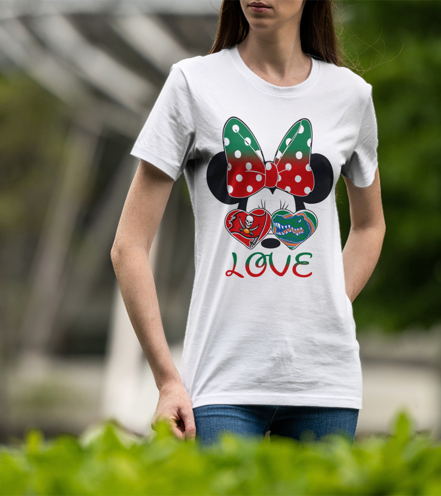 Minnie Love Tampa Bay Buccaneers Florida Gators Holiday Bow T-Shirt