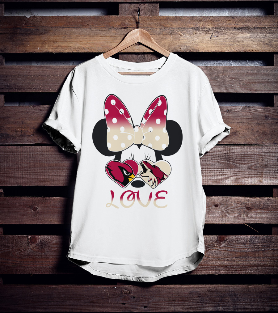 Mic 028 Minnie Bow Cardinals Coyotes Love T-Shirt