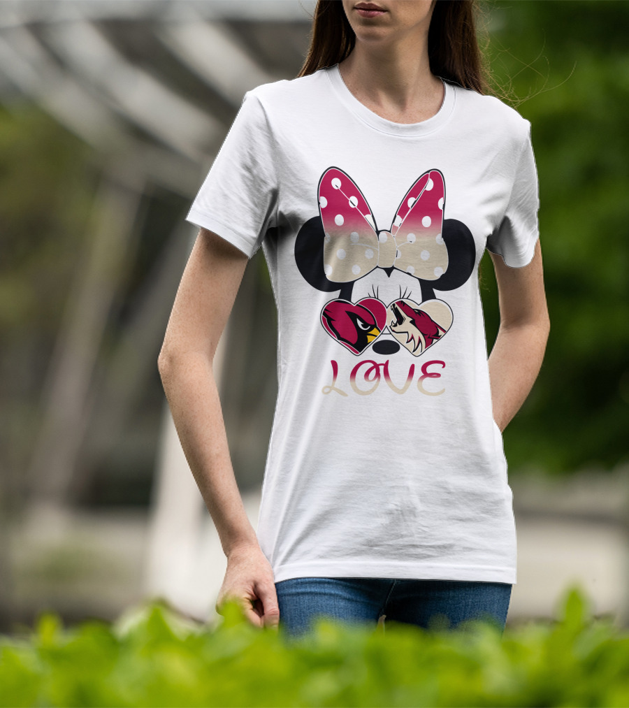 Mic 028 Minnie Bow Cardinals Coyotes Love T-Shirt