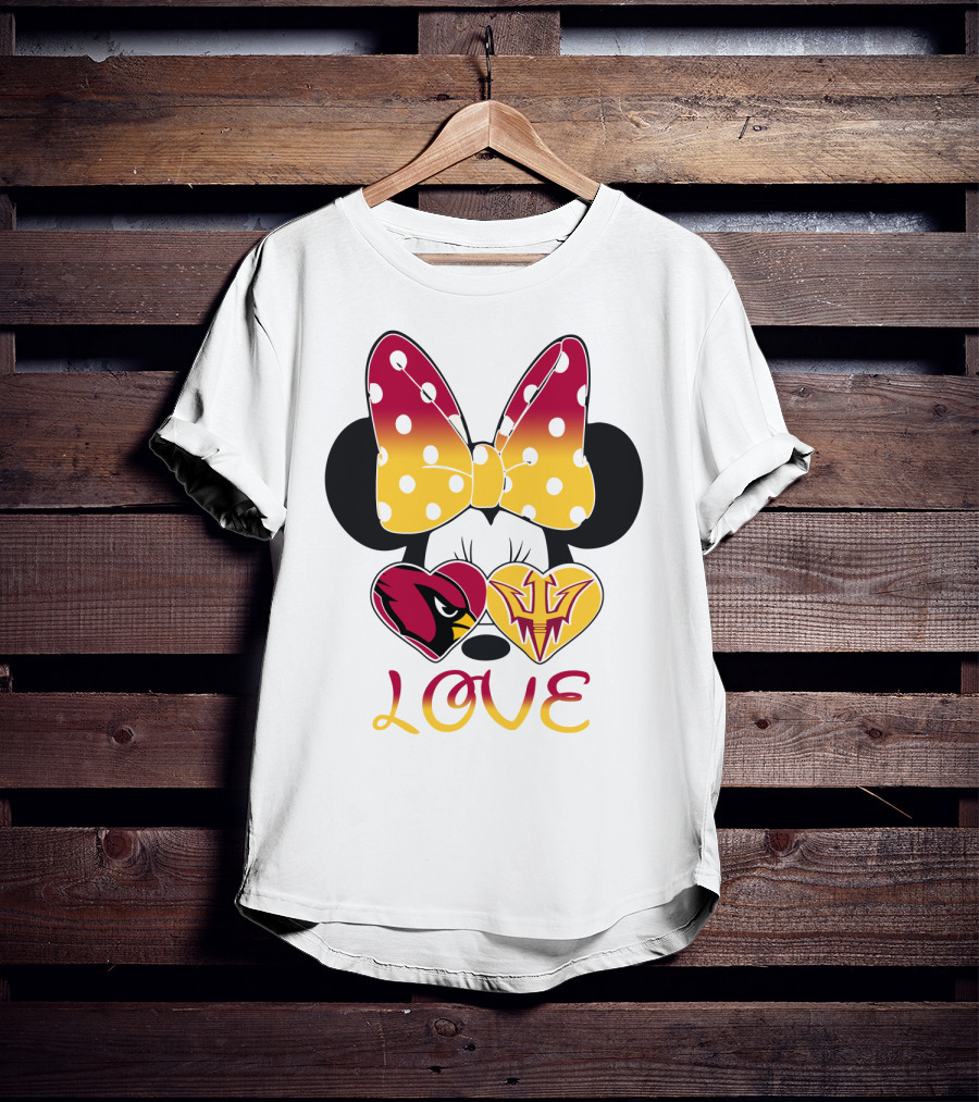 Love Minnie Arizona Cardinals Asu Sun Devils Hearts T-Shirt