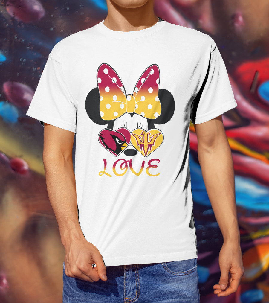 Love Minnie Arizona Cardinals Asu Sun Devils Hearts T-Shirt